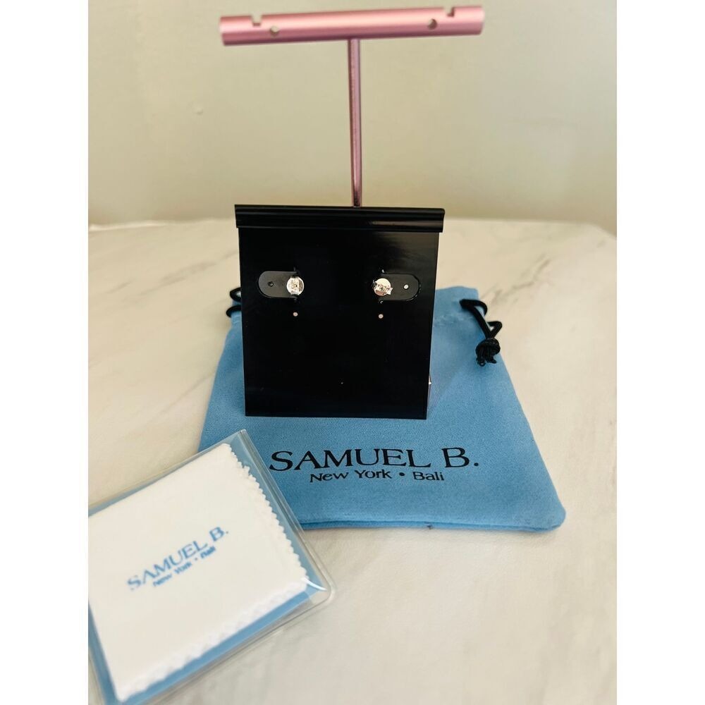 SAMUEL B. Sterling Silver & 18K Yellow Gold Round Stud Earrings, GOLD,‎ NWT - Picture 6 of 13